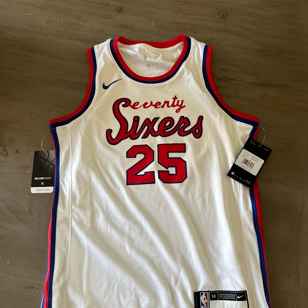 NWT! Nike NBA Seventy Sixers Simmons White Jersey #25 Dri Fit